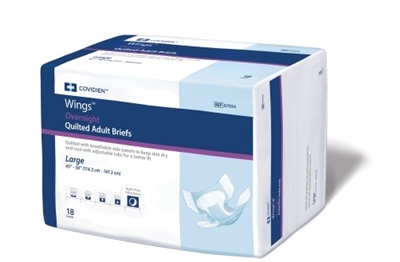 Wings Quilted Overnight Brief, LARGE, Heavy Absorbency, # 67034 - Pack of 18