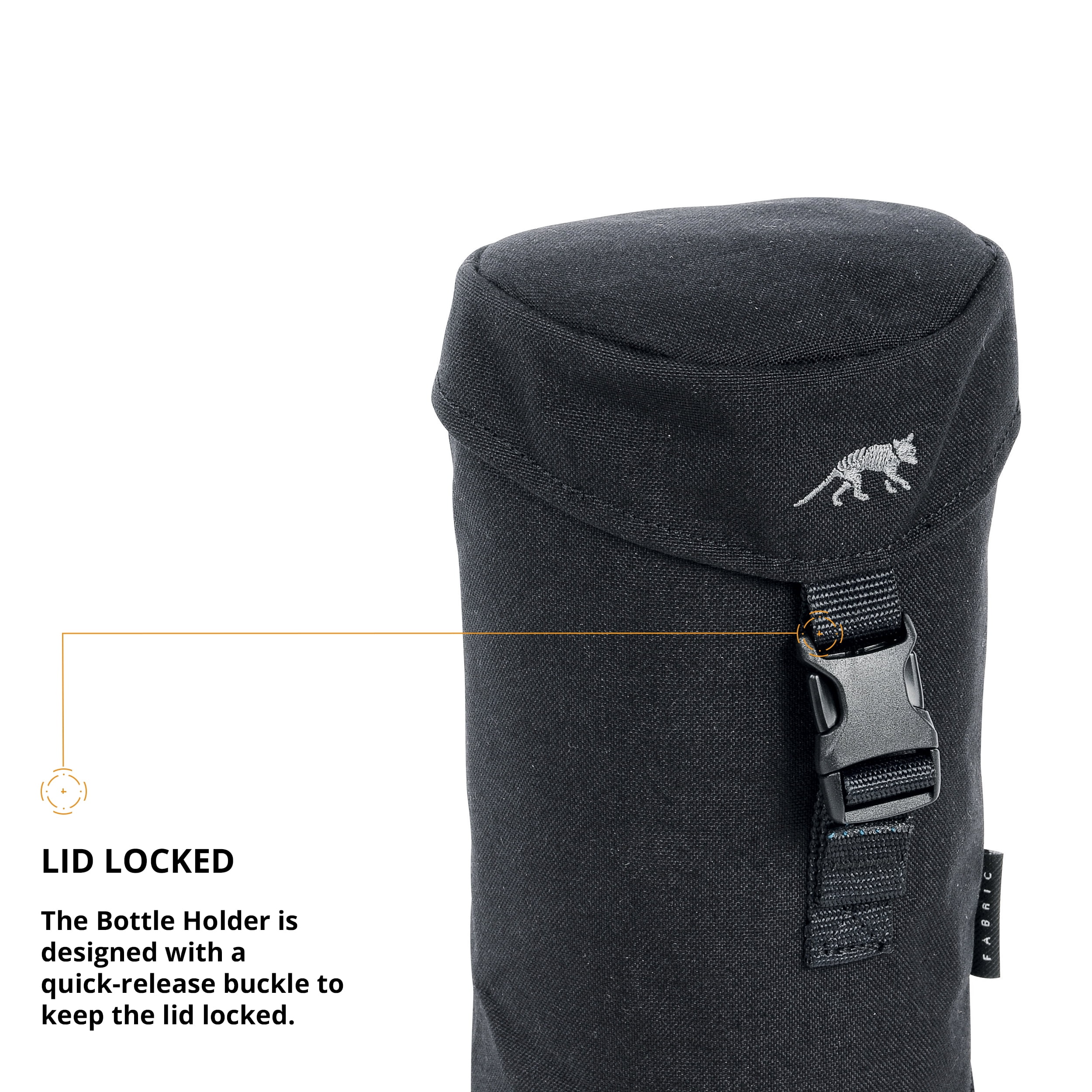 Tasmanian Tiger Bottle Holder, Tactical MOLLE Water Bottle Pouch, Quick Release Buckle, up to 1 Liter Bottles, Black