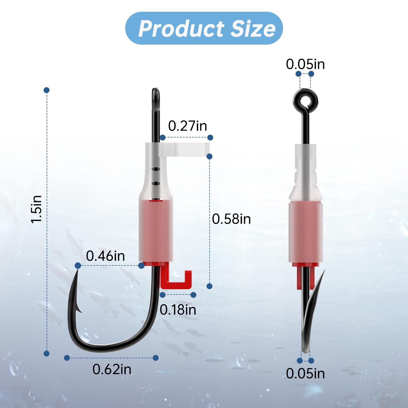 Luminous Live Shrimp Hooks for Saltwater Fishing, Carbon Steel Shrimp Walker Hook with Barbs, Non-Piercing Design for Lively Bait, Ideal for Bass, Carp, and Catfish, Razor-Sharp ,（10 Pack,Red）