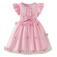 thumbnail image 1 of Robes pour Filles Enfants Tout-Petits Robe d'Été Légère Sans Manches en Coton Robe de Jeu avec Volants Robe Ado Fille Rose 4 Ans-5 Ans, 1 of 6