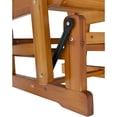 thumbnail image 2 of Innovaze Wooden Patio Glider for One Person with Cupholders, High Backrest and Deep Contoured Seat, Solid Fir Wood (Teak Tone), 2 of 9