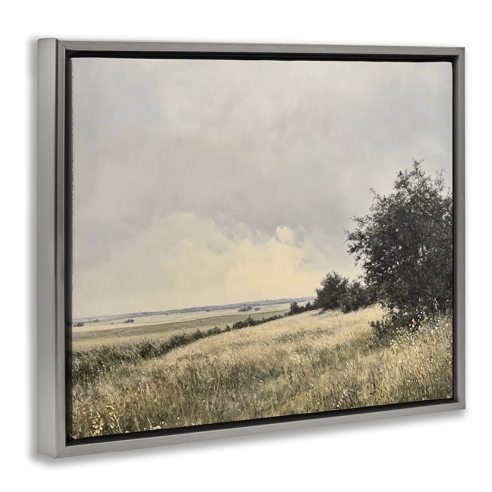 Stupell Industries Rustic Countryside Hill Landscape Gray Framed Floater Canvas Wall Art, design by Franklyn Gregory