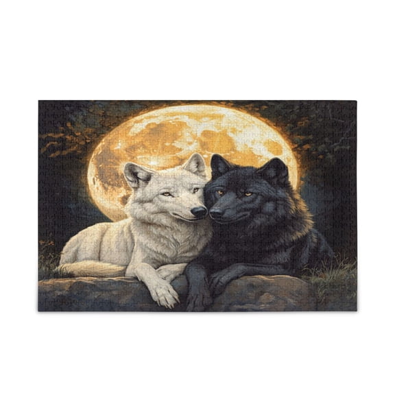 WOBOGO Cozy Two Wolves Puzzle Challenge 500 Piece Jigsaw Suitable for Game Night Finished Size 20.5 x 14.9in