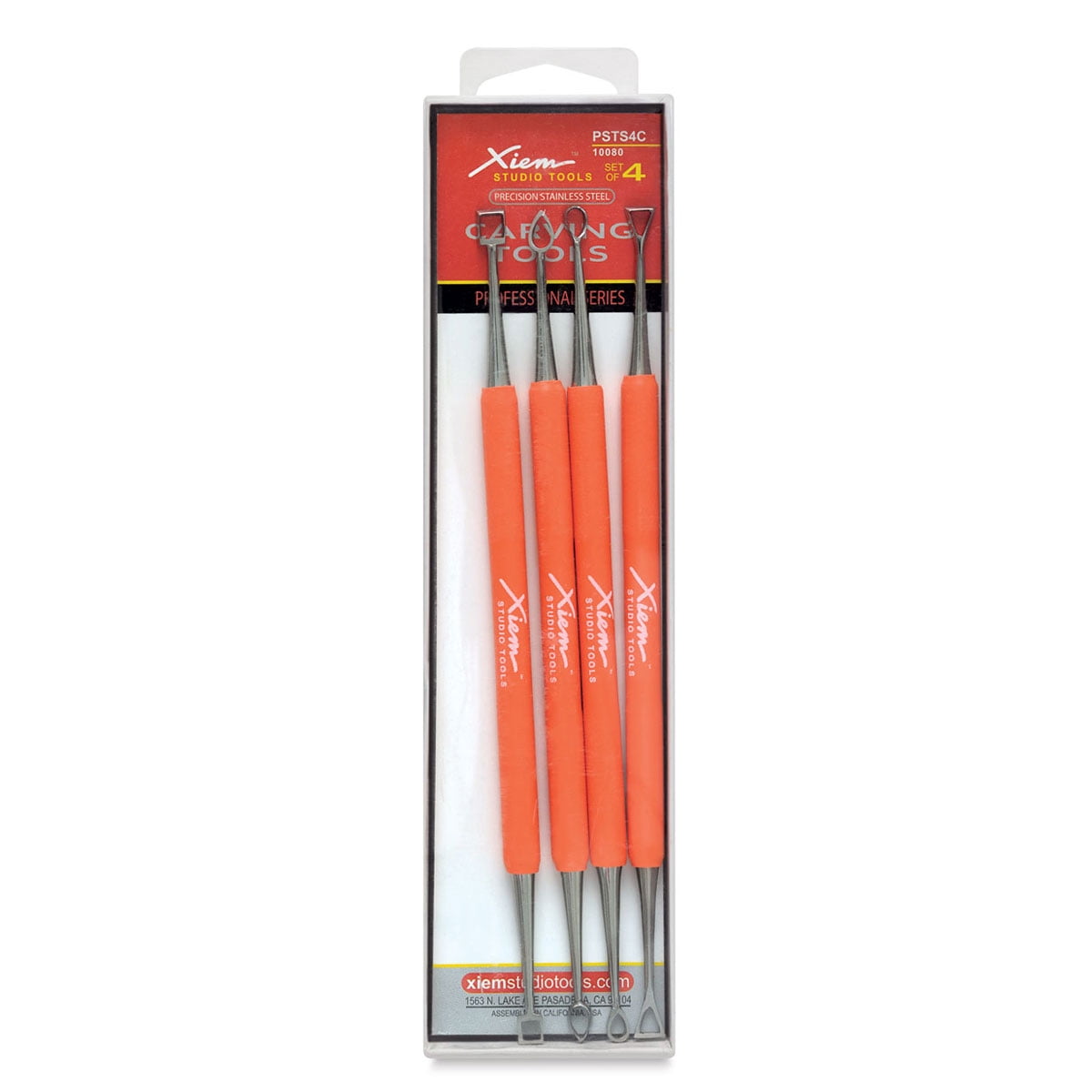 Rubber Handle Double Ended Carving Tool Set Xiem Stainless Steel Orange Set