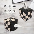 thumbnail image 2 of Tissue Box Cover,Square Tissue Box Holder,Modern PU Leather Woven,Stylish Checkerboard Design,For Living Room,Decorative Shelf,Bathroom (Black), 2 of 4