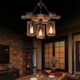 thumbnail image 4 of 3-Light Rustic Chandelier Wooden Farmhouse Ceiling Lamp Pendant Light Without Bulb, 4 of 11