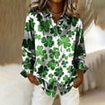 thumbnail image 5 of 2026 St Patricks Day Shirt Women Silk Satin T-Shirt Button Down Long Sleeve Blouse Tops Lucky Irish Clover Print Blouses Funny Holiday Graphic Tees Dressy Casual Outfits Going Out Tops, 5 of 5
