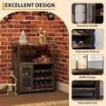 thumbnail image 3 of 3 - tier wine bar gabinete: detachable wine rack, ample almacenamiento, glass holder, mesh door, dark wood para kitchen, sala de estar, y bar, 3 of 9
