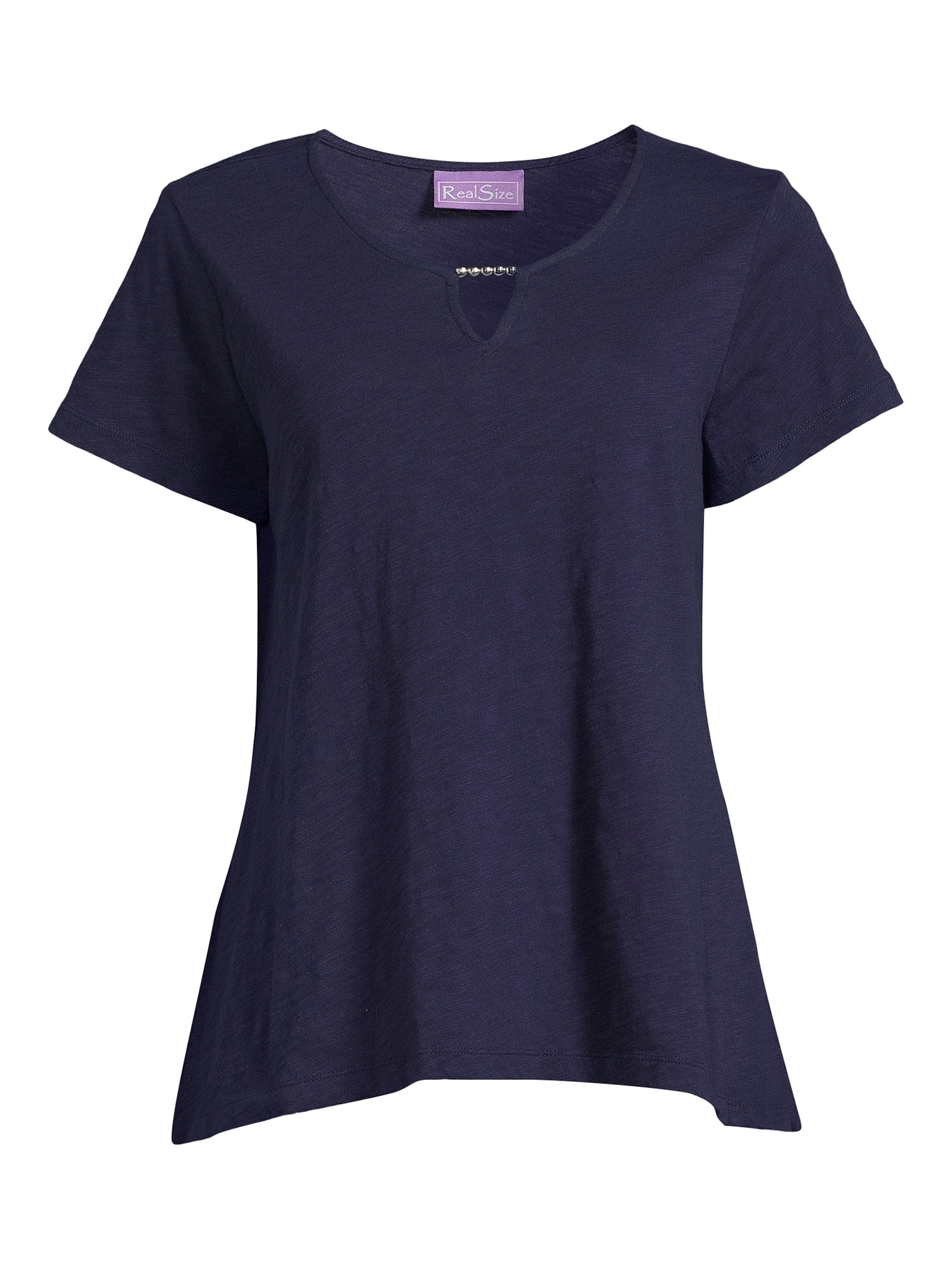 RealSize Women's Sharkbite Hem Tee with Short Sleeves, Sizes XS-XXXL
