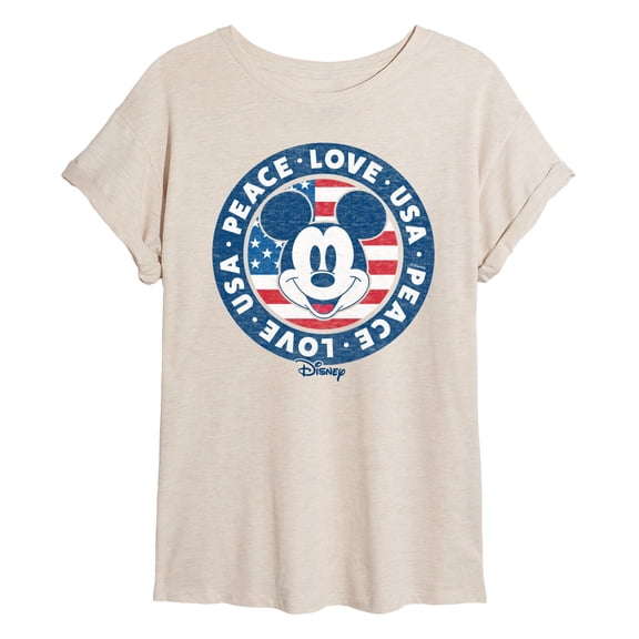 Disney - Mickey Peace Love USA - Juniors Ideal Flowy Muscle T-Shirt