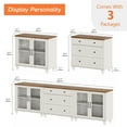 thumbnail image 7 of WAMPAT 100" TV Stand, 3-in-1 TV Console Table for 75/80/85/90 Inch TV, Entertainment Center with Glass Door & Drawer for Living Room & Bedroom, Kitchen Sideboard Buffet Cabinet for Dining Room, White, 7 of 7