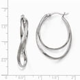 thumbnail image 3 of Leslie's 925 Sterling Silver Polished and Textured Hoop Earrings; for Adults and Teens; for Women and Men, 3 of 3