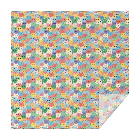 70x70 Inch Square Tablecloth, Thick & Durable, Washable, Fits Square or Round Table, Party, Wedding, Buffet,Cat Face Colorful Pattern