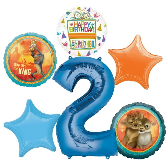 Lion King Party Supplies 2nd Birthday Balloon Bouquet Decorations - Blue Number 2