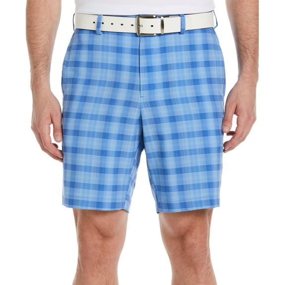 Pga Tour Men's Moisture Wicking Shadow Plaid 9" Golf Shorts  Dutch Blue 38"