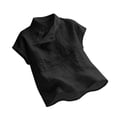 thumbnail image 4 of Womens Plus Size Tops Tshirts Cotton Linen High Neck Cap Sleeve Shirt Fashion Casual Cotton Linen Blouses Tops on Sale, 4 of 6