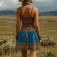 thumbnail image 5 of DHFJKG Cowgirl Dresses For Women Summer Bohemian Mini Dress Spaghetti Strap V Neck Collar Sexy Slim Fit Vacation Versatile Dresses, 5 of 5