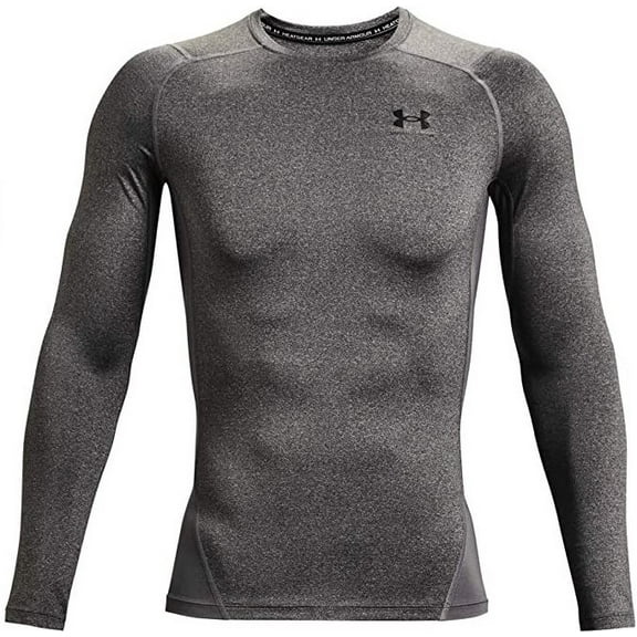 Under Armour HeatGear Long Sleeve Compression Shirt, Carbon Heather/Black, MDT