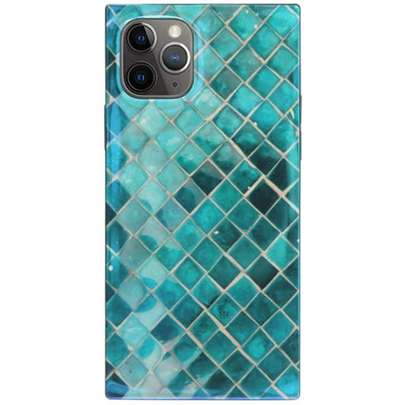 for iPhone 11 Pro Mermaid Scales Case Square Snake Skin Fish Scale Protective Cover Glossy Luxury Shockproof Flexible Bumper Slim TPU Case for iPhone 11 Pro Green