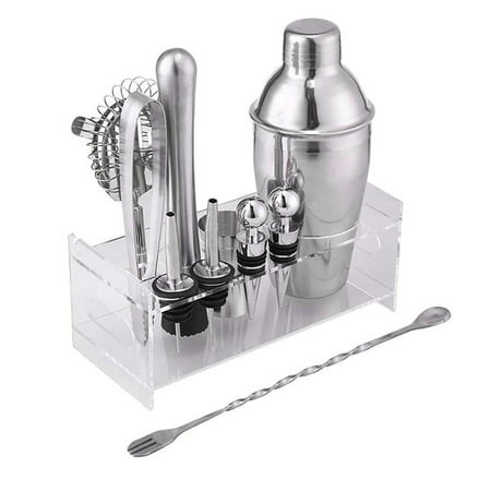 

12pcs Stainless Steel Cocktail Shaker Drink Shaker Mixer Drink Bartender Martini Tools Bar Mixing Spoon Ice Tongs Set Kit with