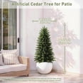 thumbnail image 5 of 2 PACK 4ft Artificial Cedar Trees for Outdoors (UV Resistant), Potted Faux Cedar Topiary PLANTS for Front Porch, Realistic Evergreen Shrub for Entryway & Patio Decor, 5 of 13