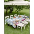 thumbnail image 3 of Outdoor Tablecloth with Umbrella Hole and Zipper, Easter Rabbits Rectangle Table Cloth 54x80 Inch Waterproof Tablecloth, Spring Cute Bunny Eggs Flowers Leaf Blue Plaid Picnic Table Cover for Patio, 3 of 7