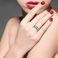 thumbnail image 2 of White Gold Plated Black White Crystal Princess Crown Tiara Ring Wedding Engagement Jewelry for Women Girls (black size 9), 2 of 7