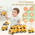 thumbnail image 5 of AOKESI 5 in 1 Carrier Truck Transport Cars Toy for Toddlers, Friction Power Construction Vehicle Toys Set with Light and Sound, Gift Toys for Kids Boys Girls, Ages 3-6, 5 of 9