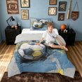 thumbnail image 2 of meiyoeat Art Soccer Graffiti Twin Comforter Sets for Boys, Sketch Ball Bedding Set, Grey Blue, Grey Reversible, 2-Piece, 1 Comforter and 1 Pillowcase, 2 of 6