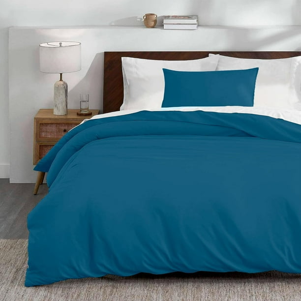 Juego de Funda Duvet, Bluelander, para Edredón Individual, Diseño Liso, Azul