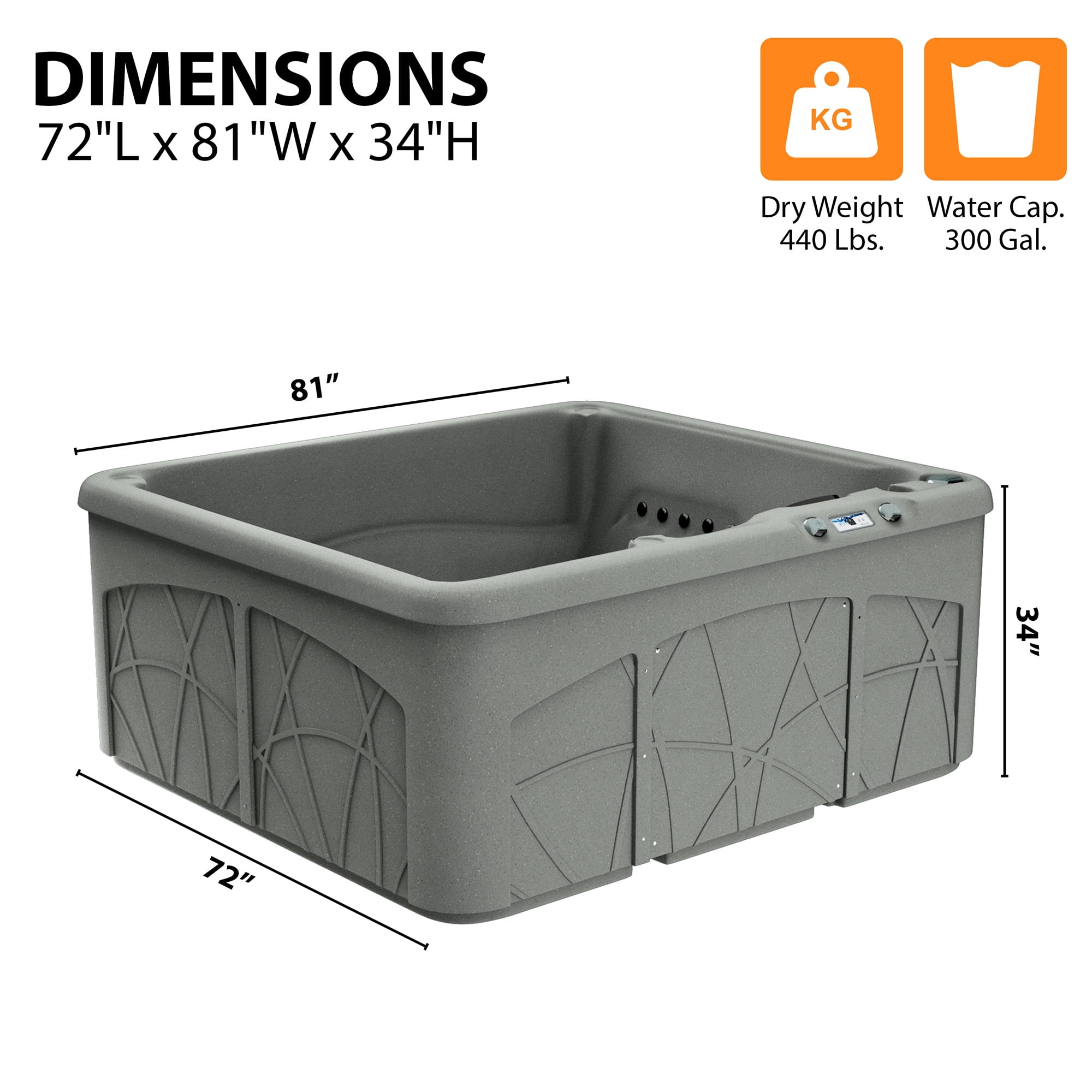 Lifesmart Spas 5 Person Plug and Play Outdoor LED Hot Tub, LS350DX, Taupe