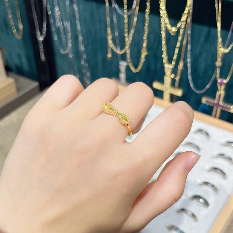 Z ZACHÉ Gold Bow Ring Gold Plated Bow Open Ring Adjustable