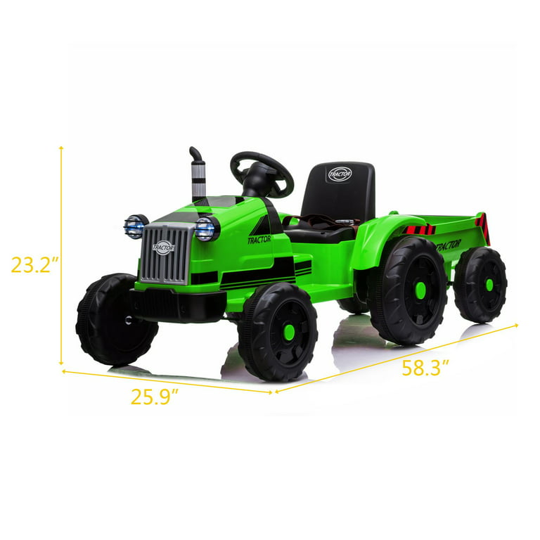 Electric Ride On Tractor with Trailer, Electric Tractor Motorized Vehicles  for Kids with High-Capacity & Detachable Wagon,Remote Control, Music, Horn