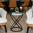 thumbnail image 3 of Danya B. Modern Home Decor - Galaxy Small Round Clear Tempered Glass and Metal Frame Side Table - Bedside Table ‚Äì End Table - Accent Table (Black/Clear), 3 of 13