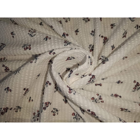 100% Cotton Seer Sucker fabric white with floral motif color 58" wide [15120]