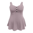 thumbnail image 6 of XIAONU Women Button Cami Tank Top Sleeveless Ruched Flared Hem Casual Blouse, 6 of 7