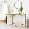 thumbnail image 2 of Boutique Home Modern Tempered Glass Console Table with Golden Metal Frame, 2 of 7
