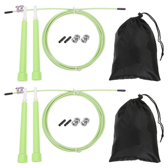 Unique Bargains Speed Jump Rope Adjustable Speed Skipping Rope with Storage Bag and Spare Parts Light Green 2 Set