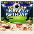 thumbnail image 3 of Happy Birthday Backdrop Football Trophies Pitches Photo Backdrop Teenager Children Birthday Backdrop Background Football Theme Birthday Party Photograph Backdrop 5X3FT, 3 of 5