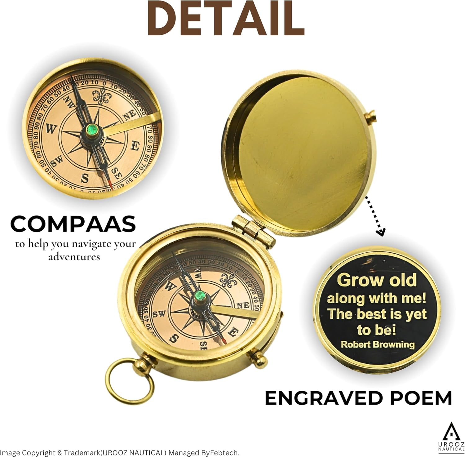 Nautical Brass Engraved Compass with Wooden Box My Man/to My Husband/to My Boyfriend/Back to me/My Best Man/Fathers Day/Mothers Day/Valentines Day/Christmas Day Gifts