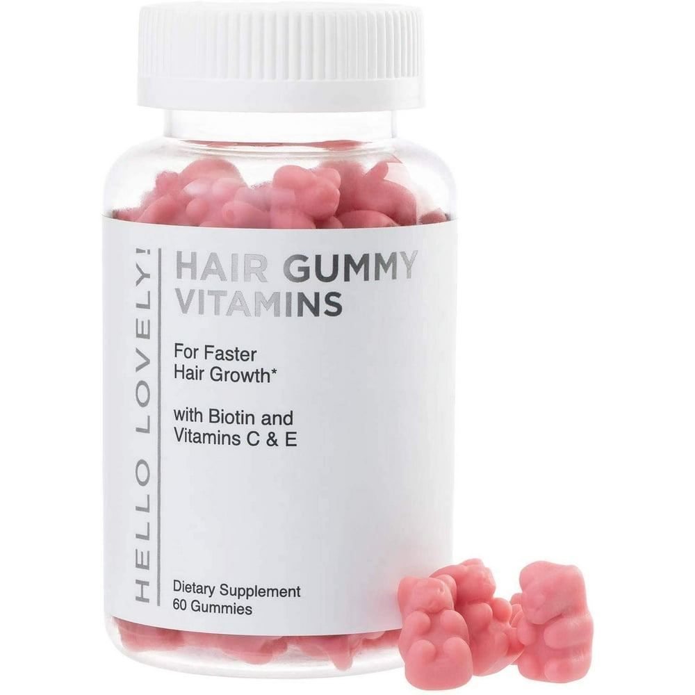 Hello Lovely! Hair Gummy Vitamins For Faster, Stronger, Healthier Hair Skin and Nails, 60
