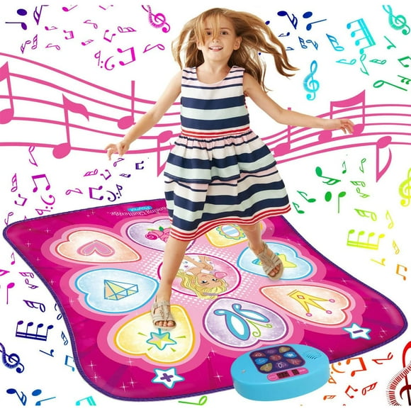 SUNLIN Dance Mat - Dance Mixer Rhythm Step Play Mat - Dance Game Toy Gift for Kids Girls Boys - Dance Pad with LED Lights, Adjustable Volume, Built-in Music, 3 Challenge Level
