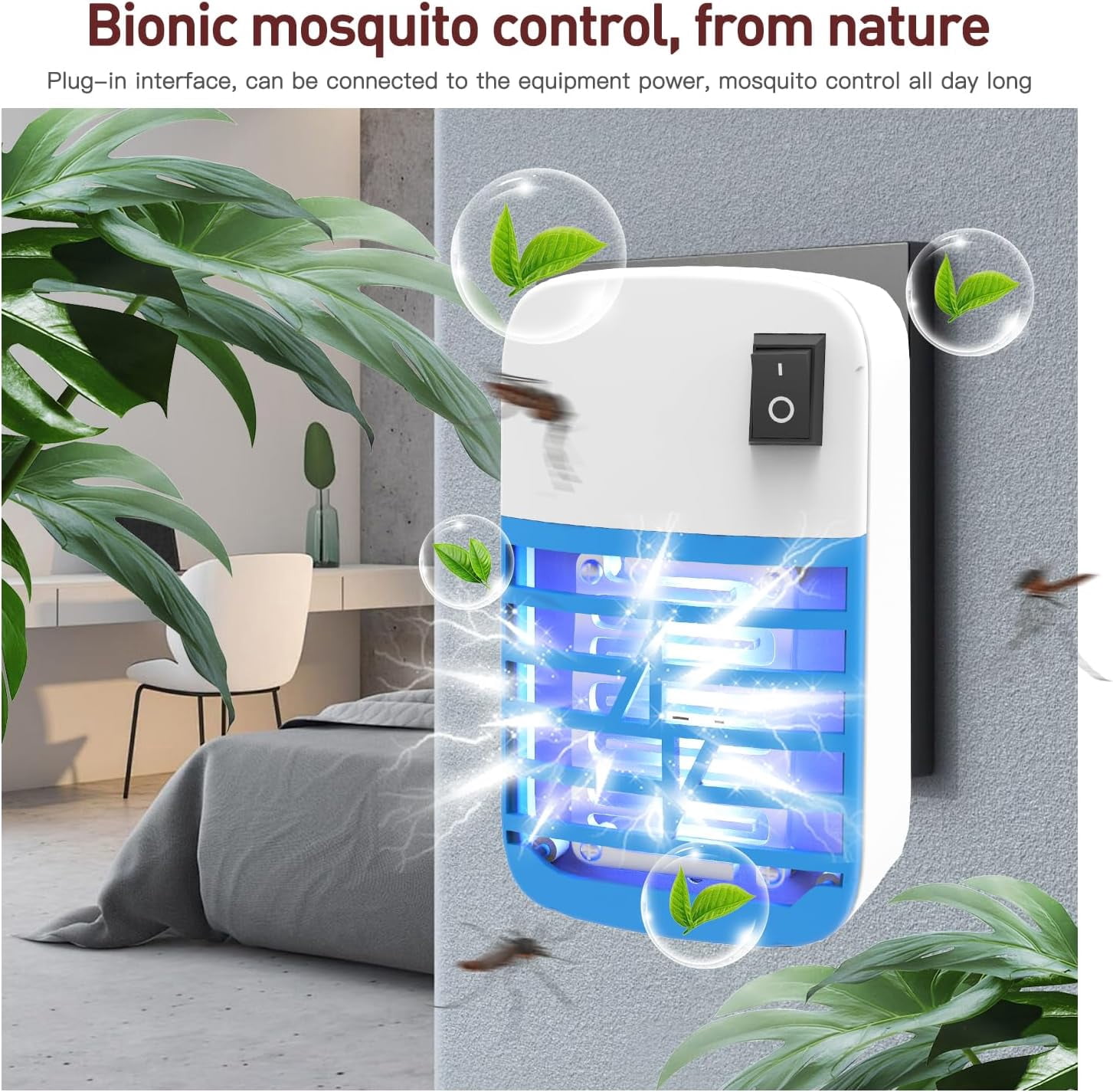 Bug Zapper Indoor,Fly Zapper for Indoors,Insect Traps for Indoors Mosquito Kiler,Mosquito Zapper with Blue Lights for Living Room, Home, Kitchen, Bedroom, Baby Room, Office