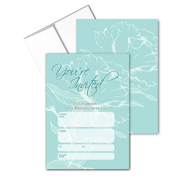 Stonehouse Collection Floral Wedding Invitation - 25 Cardstock Invites