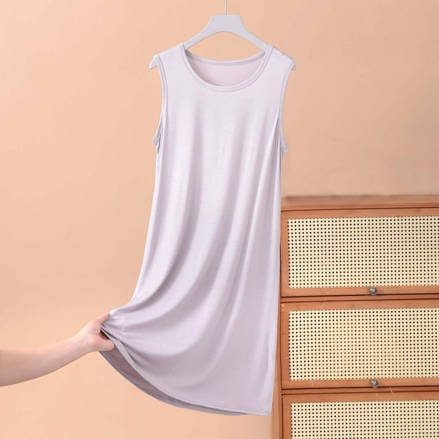 Elvqul Chemises de Nuit Pyjamas Grande Taille avec Poches Robe Sans Manches pour Femmes Blanche Nuisette Douce pour Femmes