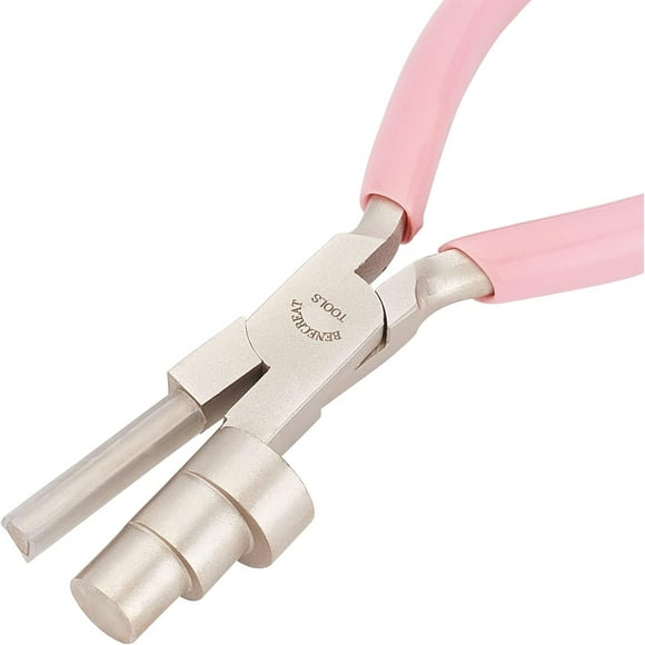 6.3" Large 3 in 1 Wire Looping Pliers with PVC Tubing Bail Making Plier Multi-Step Wrapping Tool Jewelry Looping Forming Pliers for Jewelry Making Supplies Pink