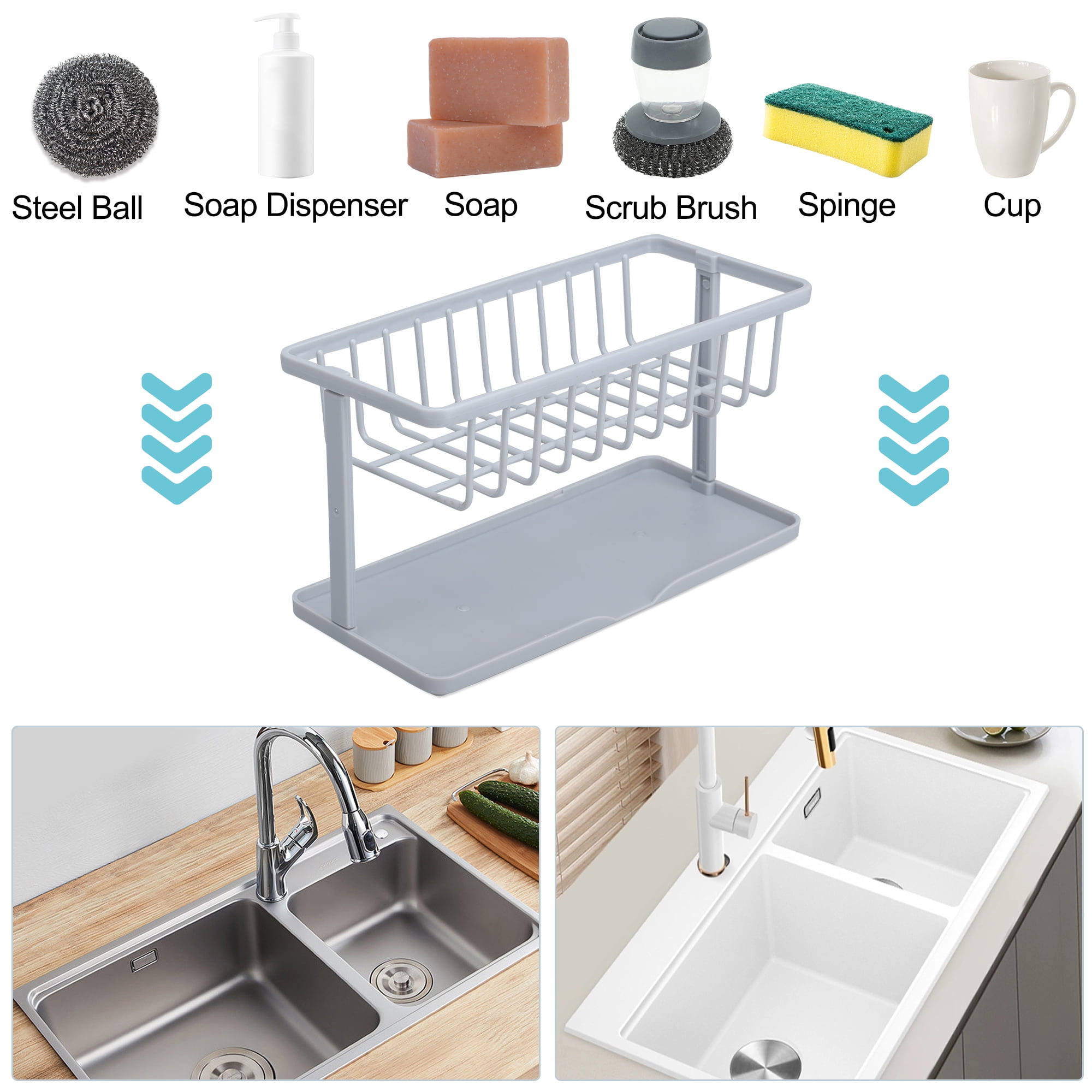 2 in 1 Home Sink/Sponge Organizer 🧼 Keep your sink clutter-free! 🪣 Store  dish soap, sponges, and scrubbers neatly. 🍽️ Say goodbye to…