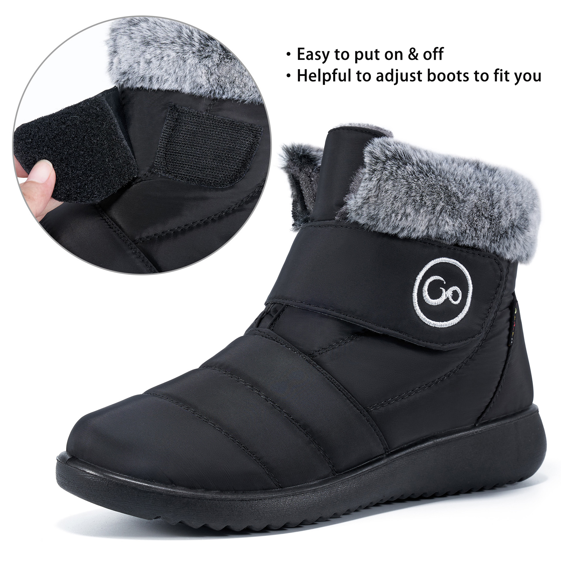 Ecetana Women's Waterproof Snow Boots, Black photo 4