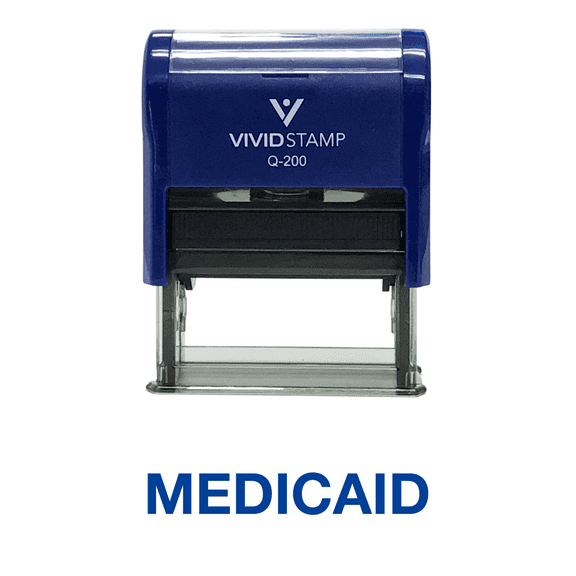 Vivid Stamp Medicaid Office Self Inking Rubber Stamp (Blue Ink) - Large