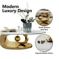 thumbnail image 5 of MDQMD Oval Coffee Table Modern Minimalist Faux Marble Top with Gold Stainless Steel Base, Art Deco Luxury Space-Saving Design for Living Room, 49.2"L x 27.6"W White & Gold Center Table, 5 of 6